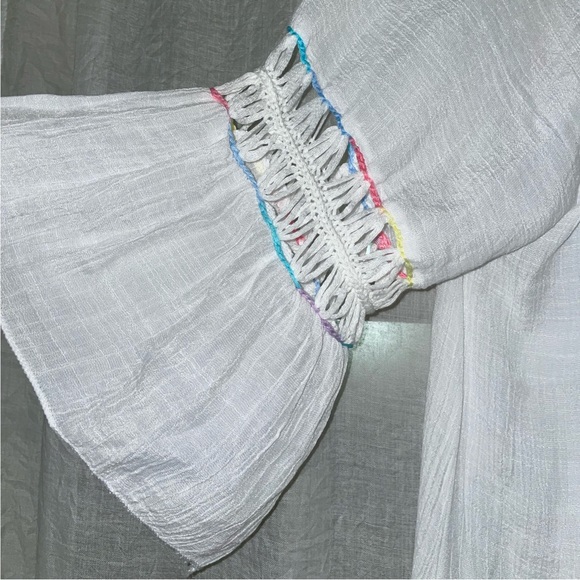 NWT FavLux Open Back Swim Coverup Rainbow Crochet Accents - Picture 3 of 9